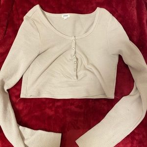 button cropped long sleeve shirt - garage